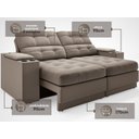 Ver imagem 4 de Sofá com Porta Copos e Carregador Usb Eureka 1,70m Assento Retrátil e Reclinável Velosuede