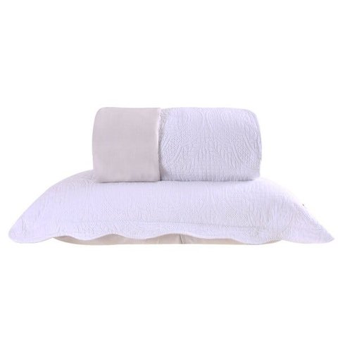 Kit 1 Colcha + 2 Porta Travesseiros Casal Dupla Fac Lotus Branco Com Cinza - Tessi