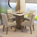 Ver imagem 1 de Conjunto Sala de Jantar Mesa Tampo de Madeira 4 Cadeiras Rustic/crema/imperial Livia Madesa