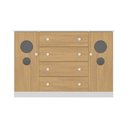 Ver imagem 4 de Cômoda Infantil 125cm 2 Portas com Vidro e 4 Gavetas Pirulito Multimóveis Mp4470 Branco/madeirado