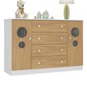 Ver imagem 2 de Cômoda Infantil 125cm 2 Portas com Vidro e 4 Gavetas Pirulito Multimóveis Mp4470 Branco/madeirado
