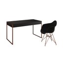 Ver imagem 2 de Escrivaninha Industrial Office Estudo Malta Preta 137x53cm com 1 Poltrona Preta Eames Eiffel Base Co