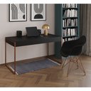 Ver imagem 1 de Escrivaninha Industrial Office Estudo Malta Preta 137x53cm com 1 Poltrona Preta Eames Eiffel Base Co