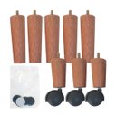 Ver imagem 1 de Conjunto 8 Pés de Cama Box Casal com 5 Pés Palitos Fixos e 3 Rodízios Madeira e Polipropileno Mel