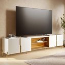 Ver imagem 4 de Rack Bancada Maggiore 2.4 com Aparador Buffet Sena com Led Off White Matte Freijó - Colibri