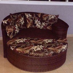 Chaise Orbit com Puff -Tecido Revieira Marrom - 1