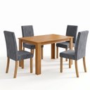 Ver imagem 2 de Conjunto Sala de Jantar Mesa Juliana 110cm Tampo MDP Canto Reto 4 Cadeiras Lily