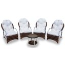 Ver imagem 1 de Conjunto de Poltronas Fibra Sintética Pequim Alumínio - 4 Poltronas + 1 Mesa Centro - Tecido Duna Cr