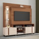 Ver imagem 2 de Estante Home Theater Mary para Sala de TV/ Recepção Nature/ Off White - Bela Móveis