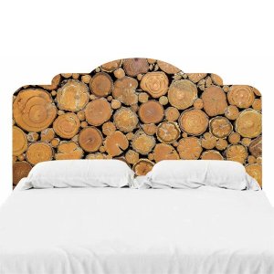Adesivo De Parede Cabeceira de Cama Tronco Madeira - SOLTEIRO: 102x76cm