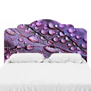 Adesivo De Parede Cabeceira de Cama Floral Roxo - QUEEN: 85x160cm