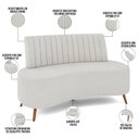 Ver imagem 4 de Sofá Chaise Living 2 Lugares 160cm para Sala Cayman K01 Bouclê Creme - Lyam Decor