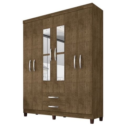 Guarda Roupa Casal Espelho 6p 2g Moden 150 Cm Malbec Incp