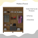 Ver imagem 3 de Guarda Roupa Casal Espelho 6p 2g Moden 150 Cm Malbec Incp