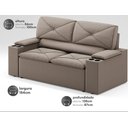 Ver imagem 2 de Sofá com Porta Copos Retrátil e Reclinável Pop 1,54m Velosuede Capuccino - Netsofas