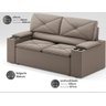 Sofá com Porta Copos Retrátil e Reclinável Pop 1,54m Velosuede Capuccino - Netsofas - 2
