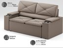 Ver imagem 2 de Sofá com Porta Copos Retrátil e Reclinável Pop 1,54m Velosuede Capuccino - Netsofas