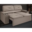 Ver imagem 1 de Sofá com Porta Copos Retrátil e Reclinável Pop 1,54m Velosuede Capuccino - Netsofas