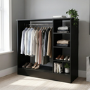 Ver imagem 1 de Balcão Expositor Arara Central com Cabideiro e Nichos para Loja G2 Preto