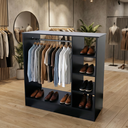 Ver imagem 3 de Balcão Expositor Arara Central com Cabideiro e Nichos para Loja G2 Preto