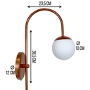 Ver imagem 2 de Arandela Arqueada Cobre Globo Vidro Branco Leitoso G9