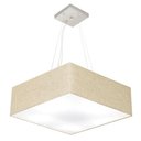 Ver imagem 1 de Lustre Pendente Quadrado Md-4198 Cúpula em Tecido 15/60x60cm Rustico Bege - Bivolt