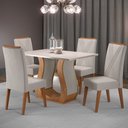Ver imagem 1 de Mesa de Jantar 4 Lugares Catalunha Mel/blonde/marfim - Panorama Móveis