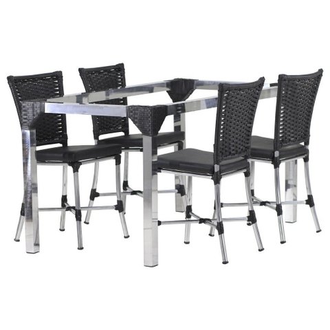 Kit 4 Cadeiras Angra e Mesa de 80cm Haiti em Alumínio Jardim