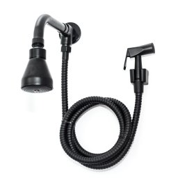 Ducha Chuveiro Preto Samer Metais com Desviador Redondo em Metal Inox - 2