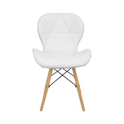 Cadeira Estofada Eiffel Slim Wood Pés de Madeira Branco - 4