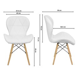 Cadeira Estofada Eiffel Slim Wood Pés de Madeira Branco - 7