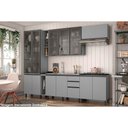 Ver imagem 4 de Módulo Cozinha Henn Belize Armário 3 Portas c/Vidro Cinza