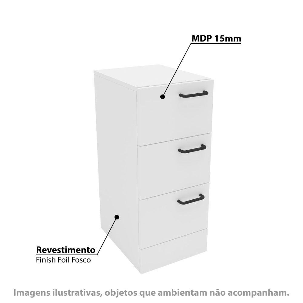 Gaveteiro Zurique com 3 Gavetas - Branco - 2
