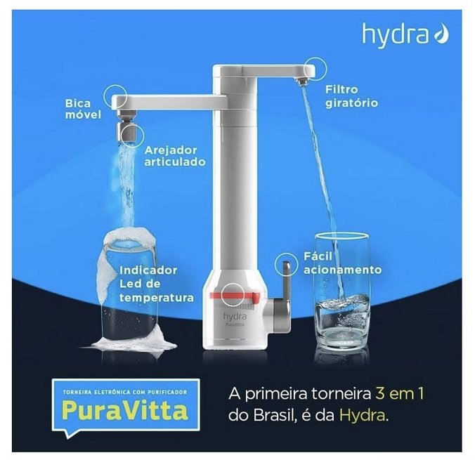 Torneira Eletrica Puravitta com Filtro Parede Hydra 220v - 5