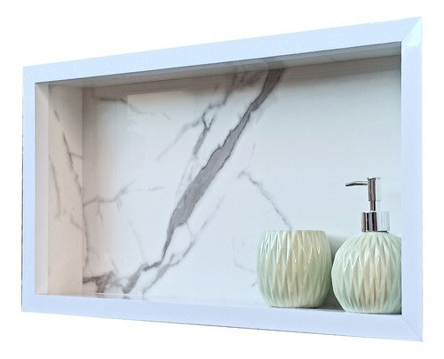 Nicho em Porcelanato para Banheiro Branco Carrara 60x32cm - 6