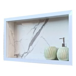 Nicho em Porcelanato para Banheiro Branco Carrara 60x32cm - 6
