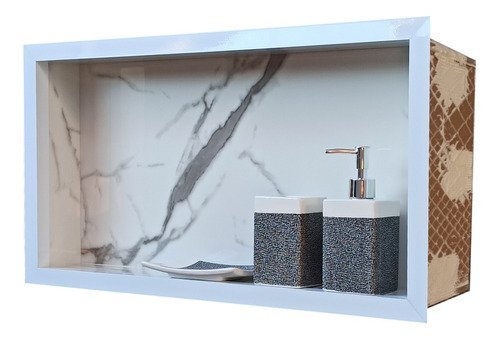 Nicho em Porcelanato para Banheiro Branco Carrara 60x32cm - 7