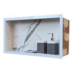 Nicho em Porcelanato para Banheiro Branco Carrara 60x32cm - 7