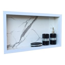 Nicho em Porcelanato para Banheiro Branco Carrara 60x32cm - 4