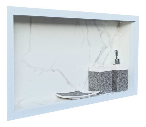 Nicho em Porcelanato para Banheiro Branco Carrara 60x32cm - 5