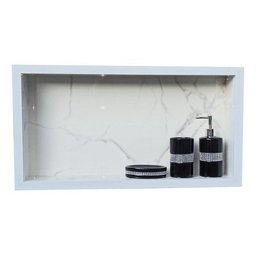 Nicho em Porcelanato para Banheiro Branco Carrara 60x32cm - 1