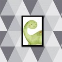 Ver imagem 1 de Quadro Decorativo Infantil Dinossauro Verde 24x18cm - com vidro:Madeira preta