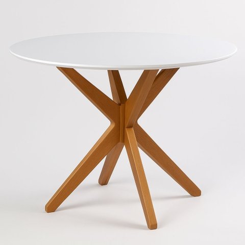 Mesa de Jantar Yara Redonda Tampo Laqueado com Vidro 108cm:off White