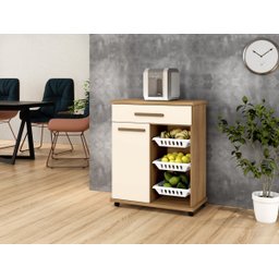 Armário de Cozinha com Fruteira Goiânia Arte Móveis:cinamomo/off - 1