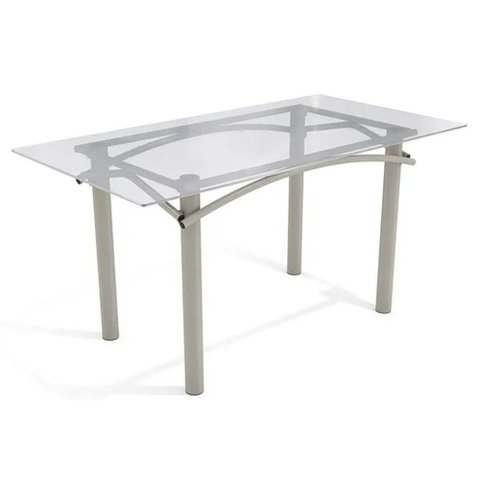 Mesa de Sala Jantar Elba C/ Tampo de Vidro 150cm Niquel - Kappesberg