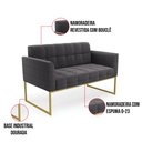 Ver imagem 3 de Sofá Namoradeira 2 Lugares Industrial Dourado Elisa Bouclê Grafite D03 - D'Rossi