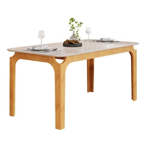 Mesa Sala de Jantar 1,60m Tampo em Vidro Cedro-off White