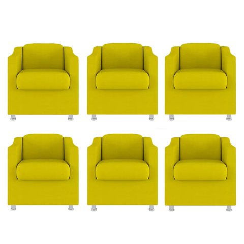 Kit 6 Poltronas Decorativa Bia Suede Amarelo - Twdecora