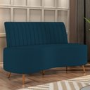 Ver imagem 2 de Sofá 2 Lugares para Sala Living 135cm Pés Palito Tamar K04 Veludo Azul - Mpozenato