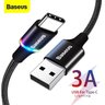 Cabo USB Tipo C Baseus 3 Metros Charge Turbo 3A com LED - Preto - 1